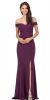 Off-the-Shoulder Lace Accent Top Long Prom Dress in Plum